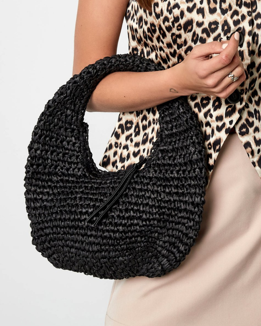 Geflochtene Tasche Schwarz
