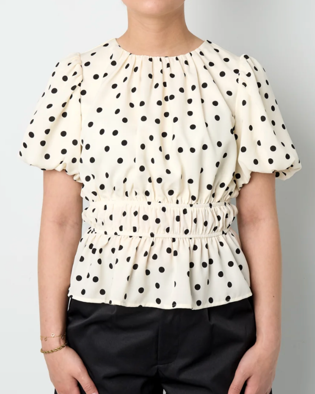Bluse Polka Dots in weiß