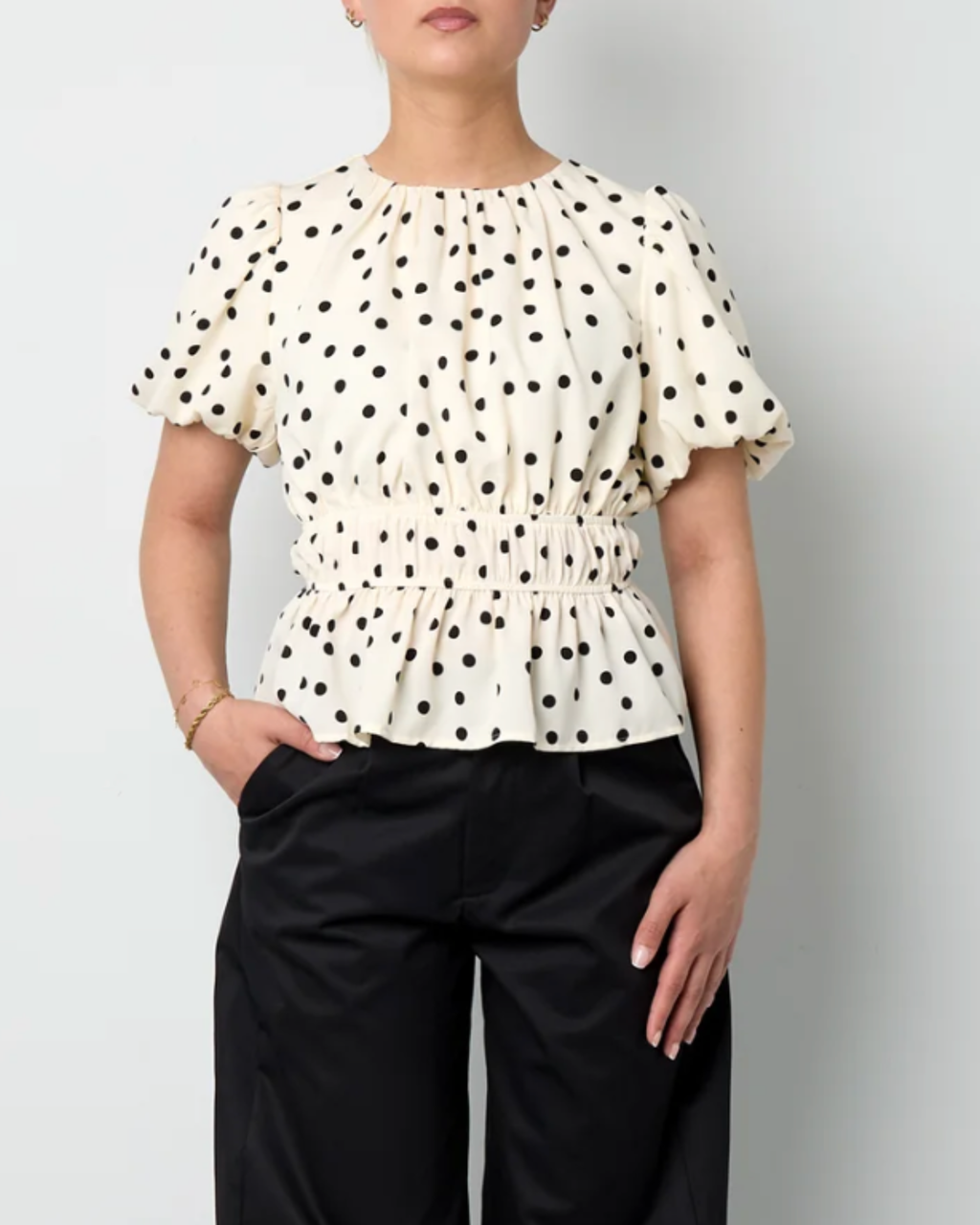 Bluse Polka Dots in weiß