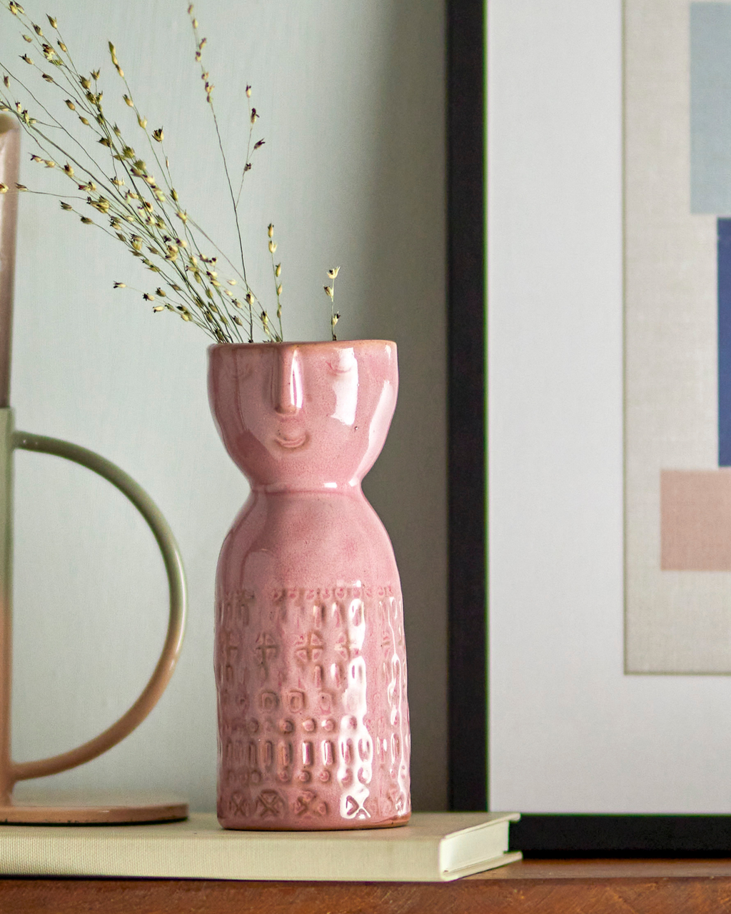 Vase Pink Gesicht von Bloomingville