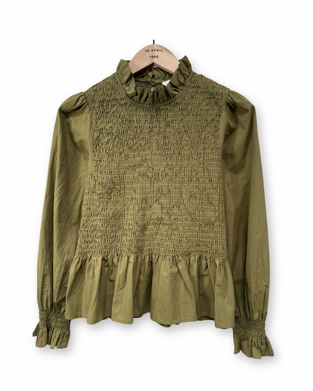 Bluse mit Raffung khaki