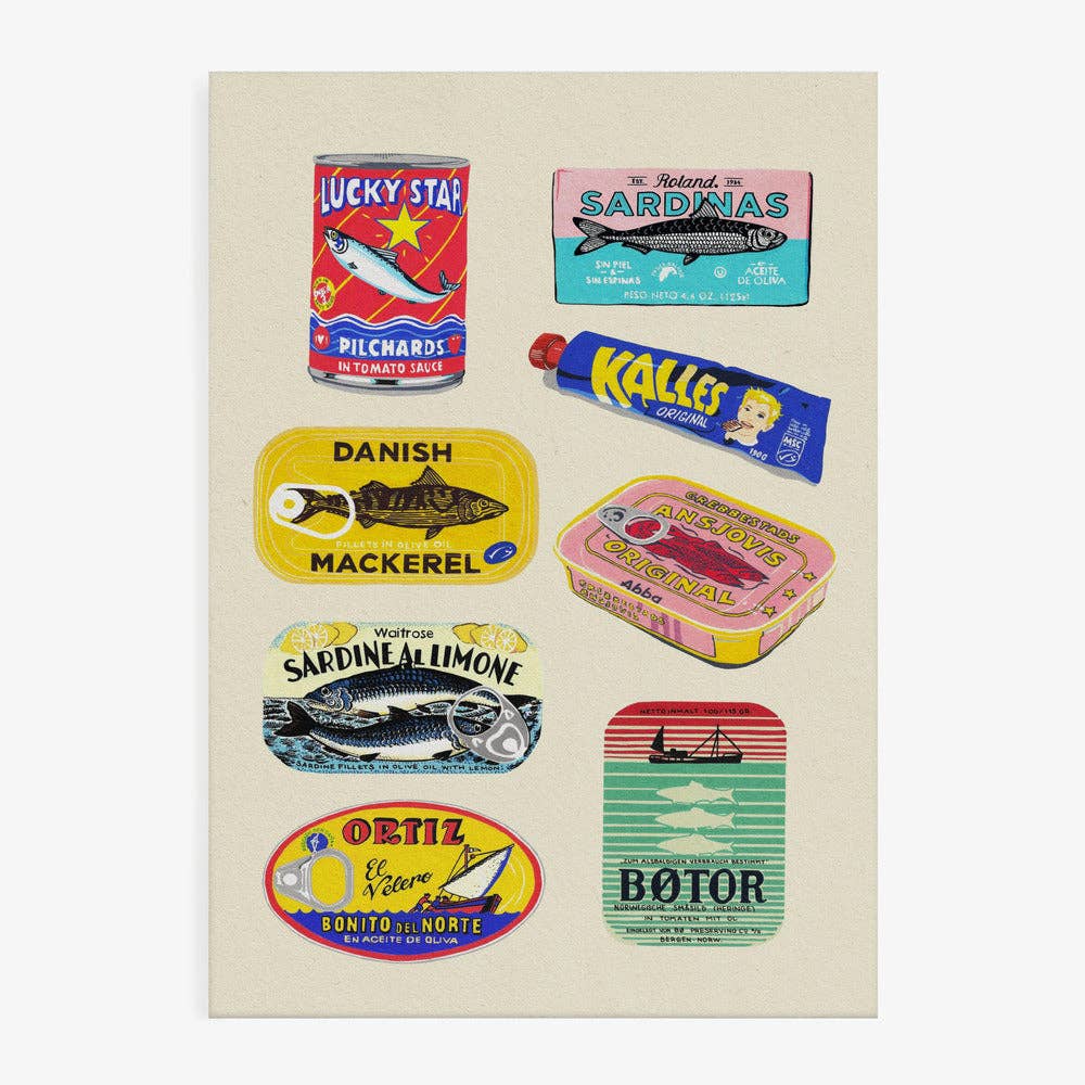 Kunstdruck: Vintage-Dosenfische (50 x 70cm)
