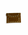 Portemonnaie Wildleder Nieten Cognac