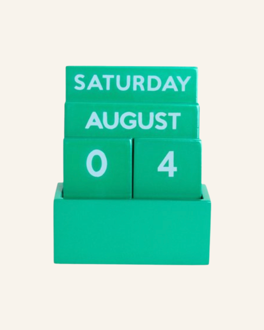 Kalender Holz grün