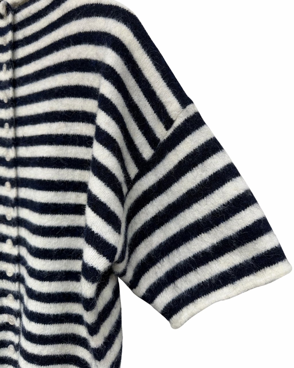 Striped Strickjacke kurzarm