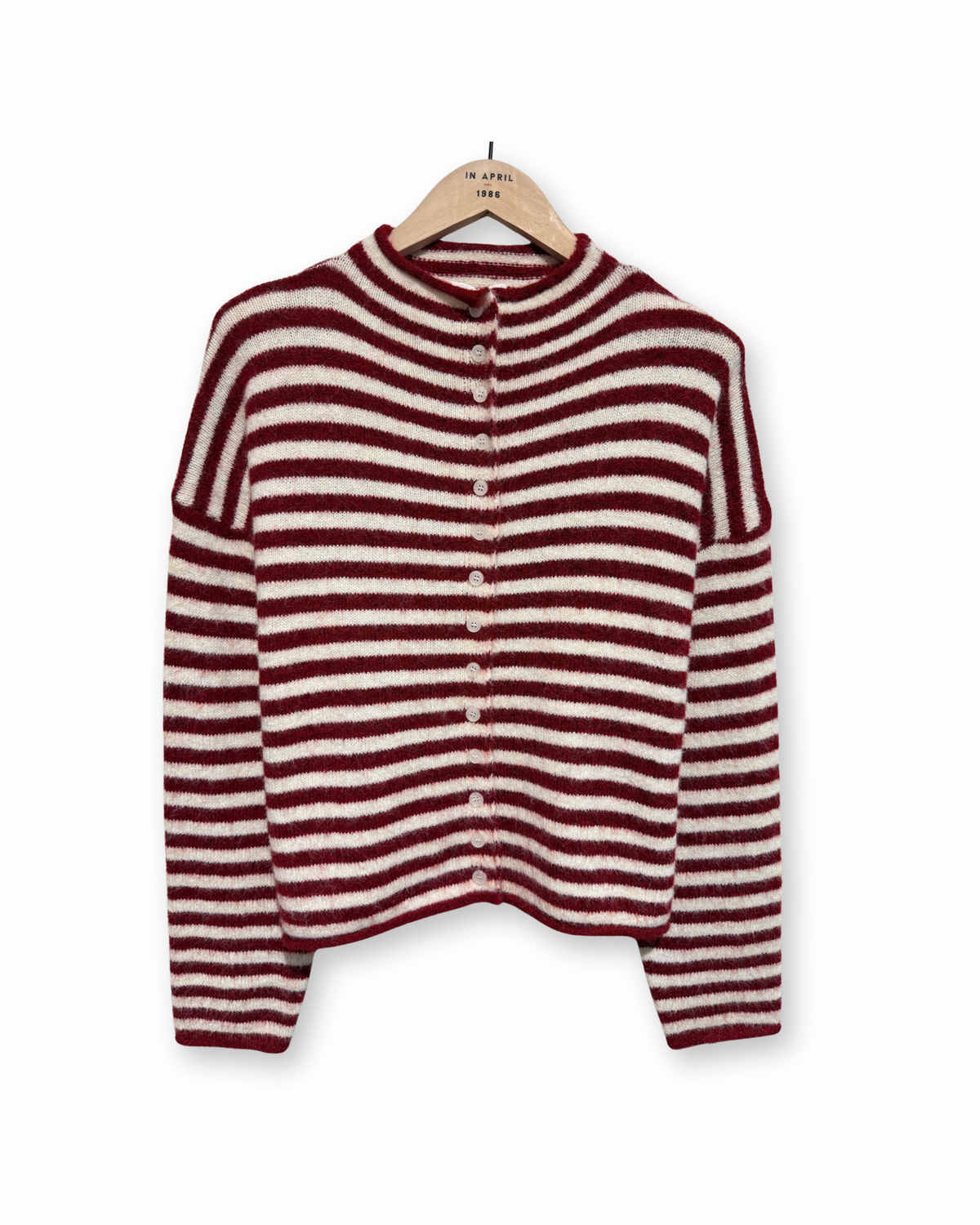 Strickjacke Streifen burgunder