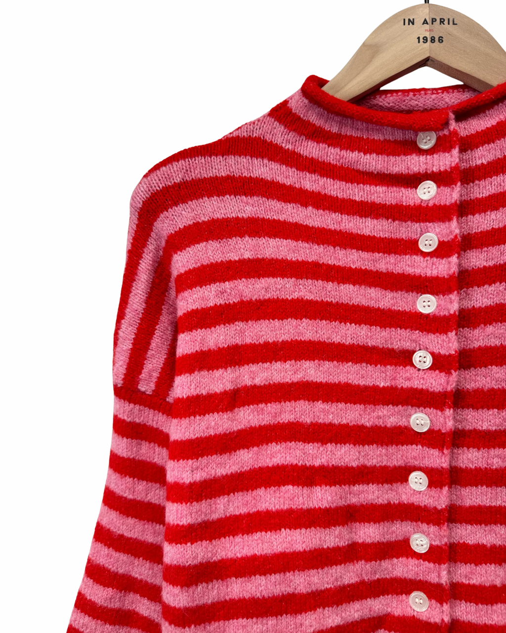 Strickjacke Streifen rot/pink