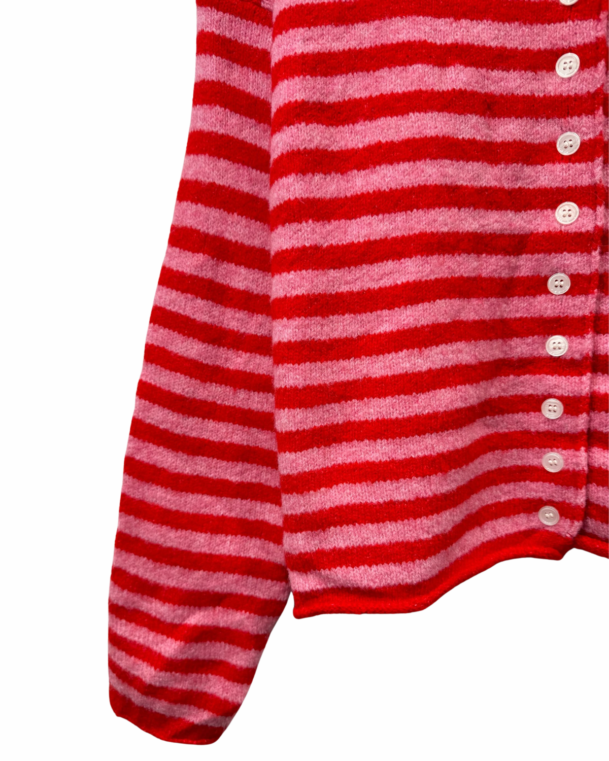 Strickjacke Streifen rot/pink