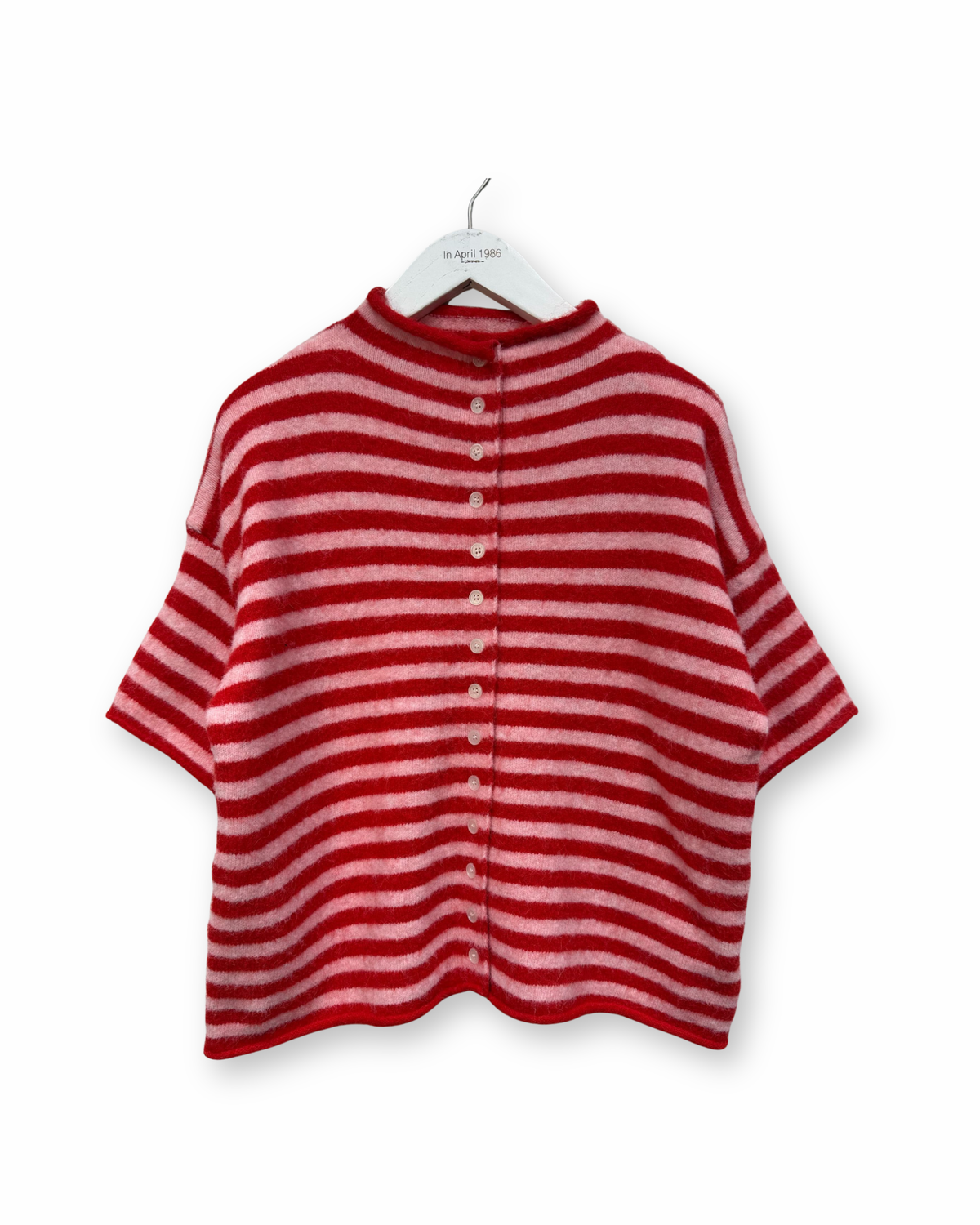 Striped Strickjacke kurzarm