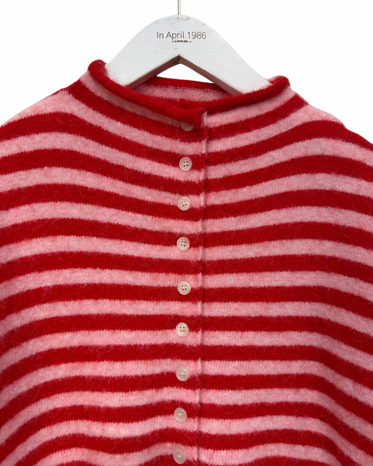 Striped Strickjacke kurzarm