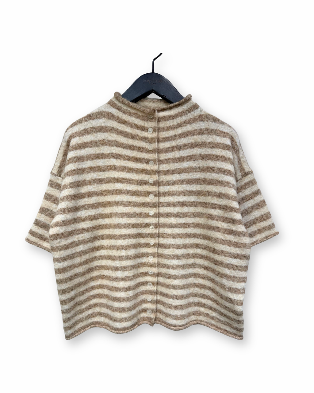 Striped Strickjacke kurzarm