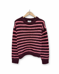 Pullover Gestreift weinrot/pink