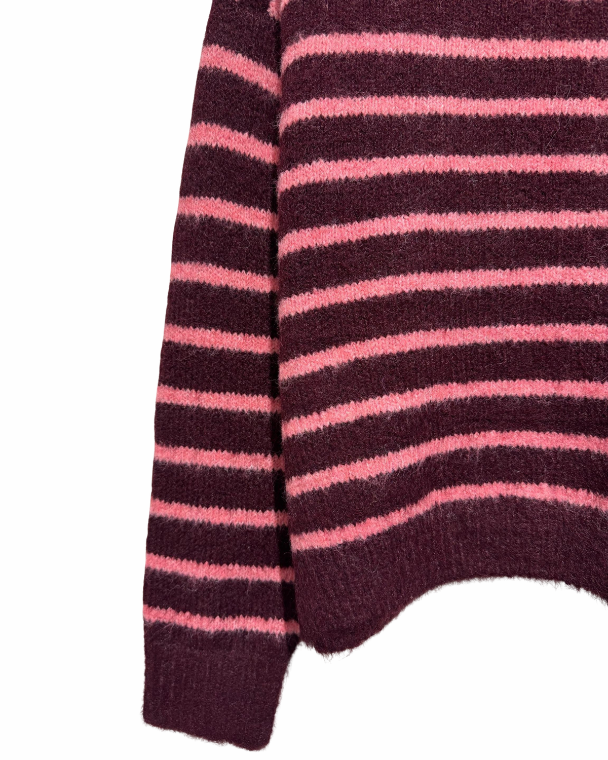 Pullover Gestreift weinrot/pink