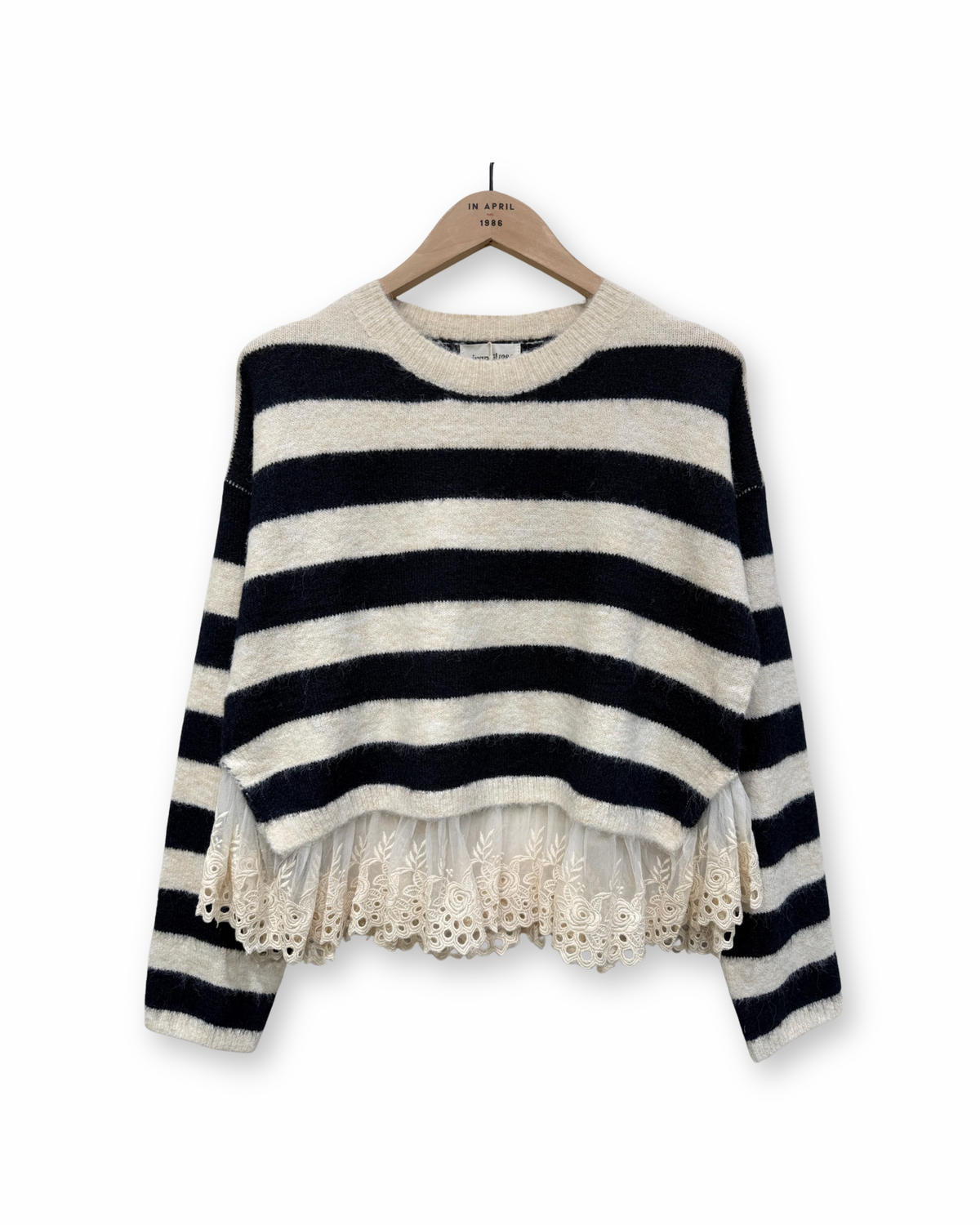 Striped Pullover mit Spitze