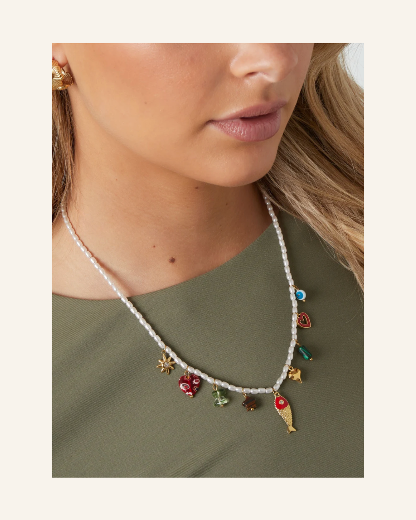 Perlenkette x bunte Charms