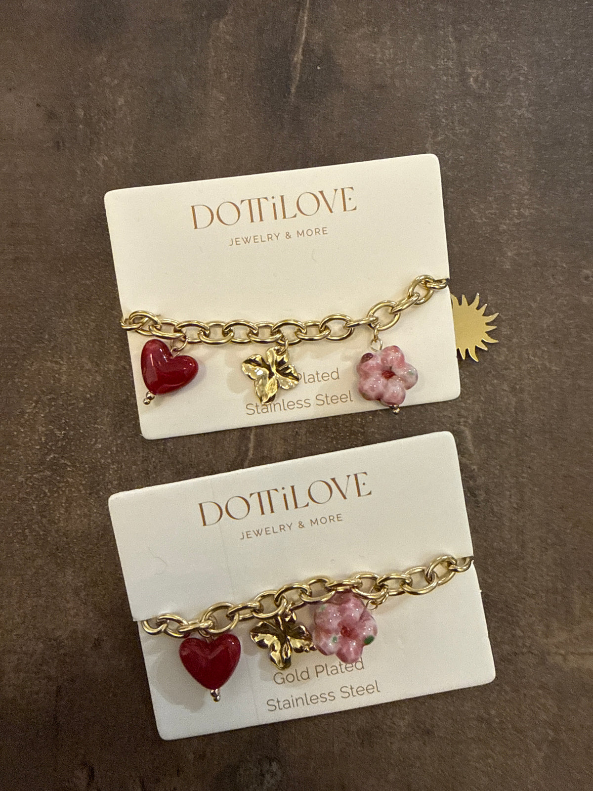 Armband Gold Rosa Charms