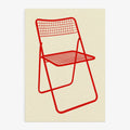 Kunstdruck: Roter Mesh Klappstuhl (50x70cm)