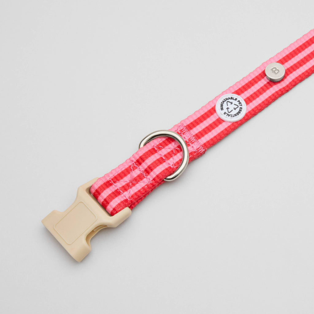 Hundehalsband gestreift pink & rot: S