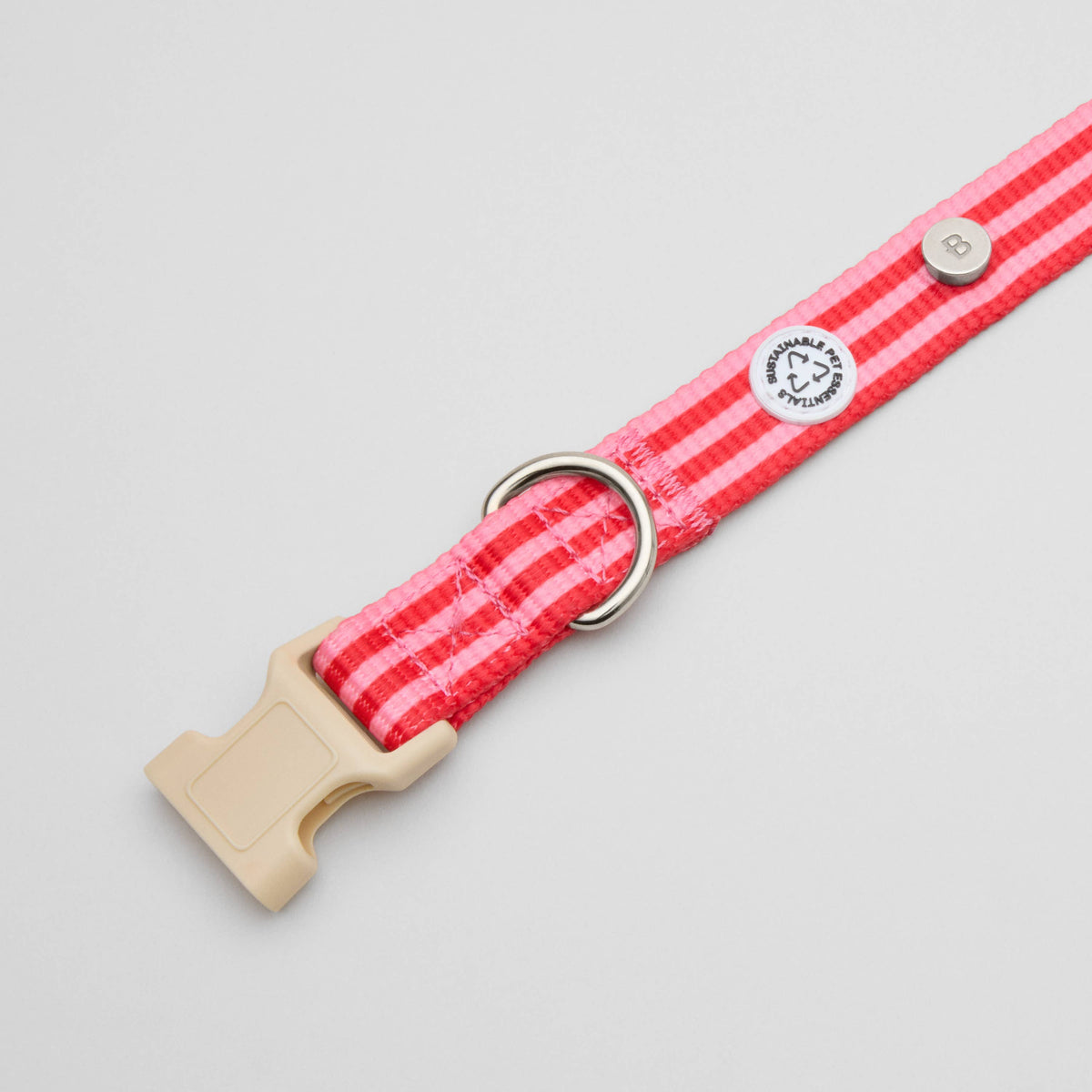 Hundehalsband gestreift pink & rot: M