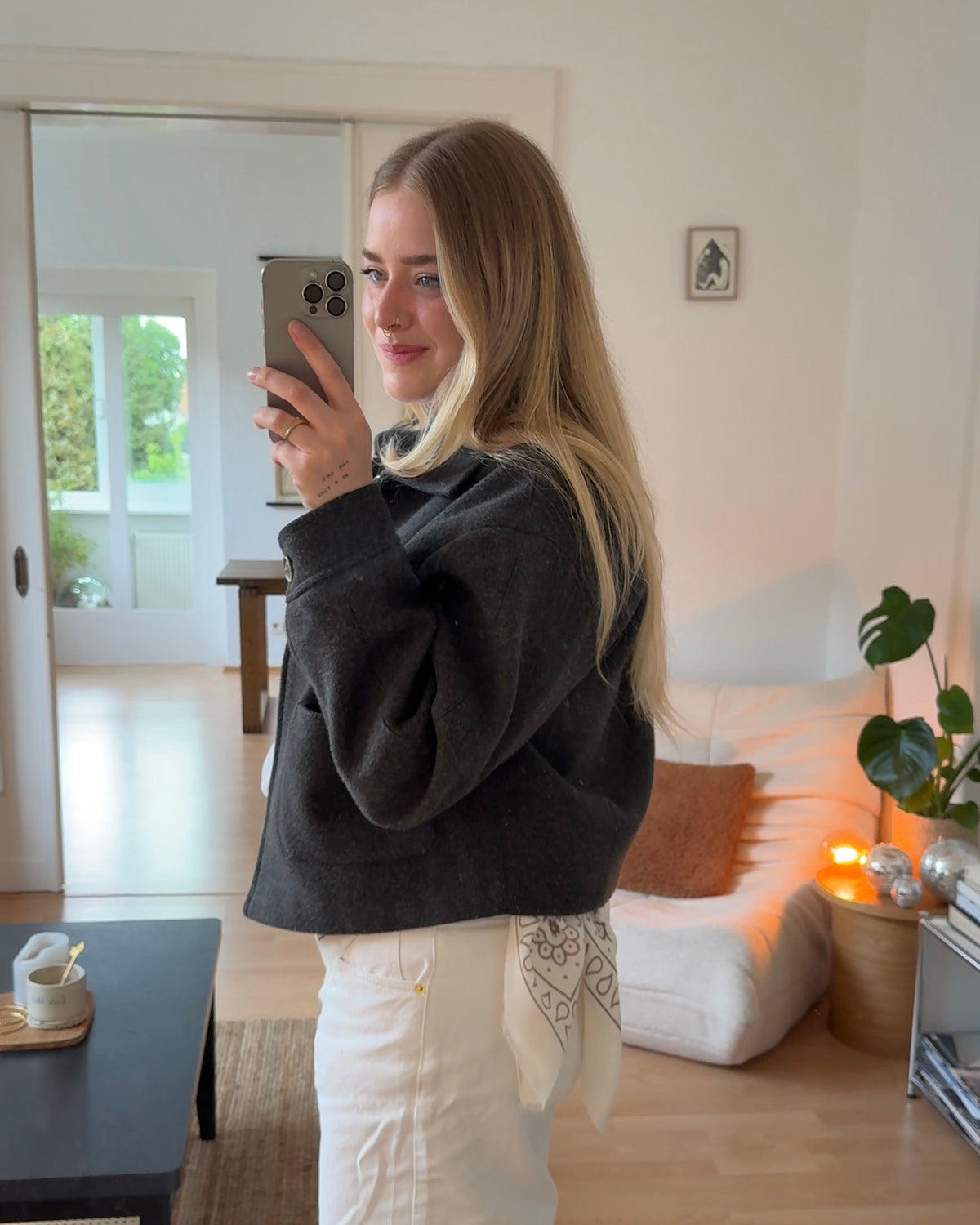Tuch mit Muster groß weiß