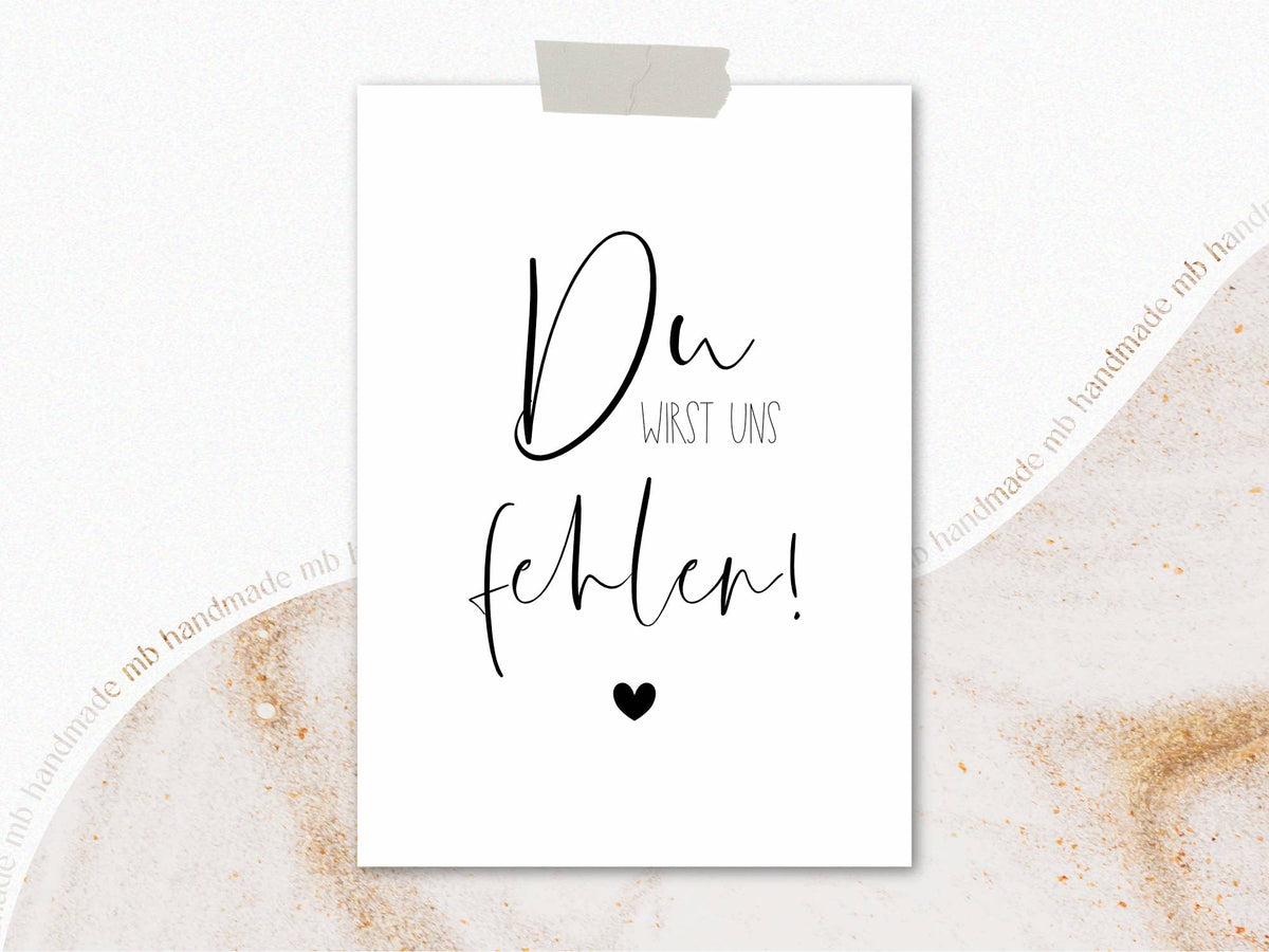 Postkarte "Du WIRST UNS fehlen!"