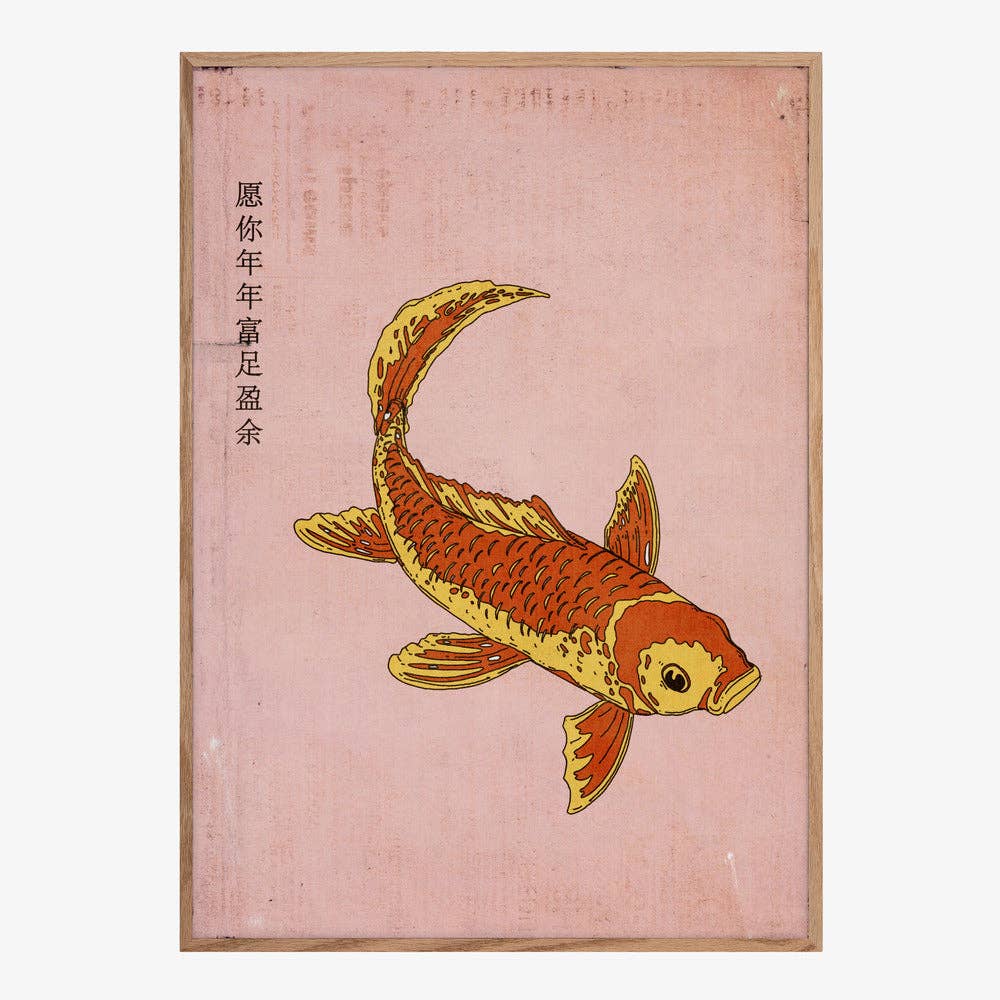 Kunstdruck: Goldener Koi Rosa (50x70cm)