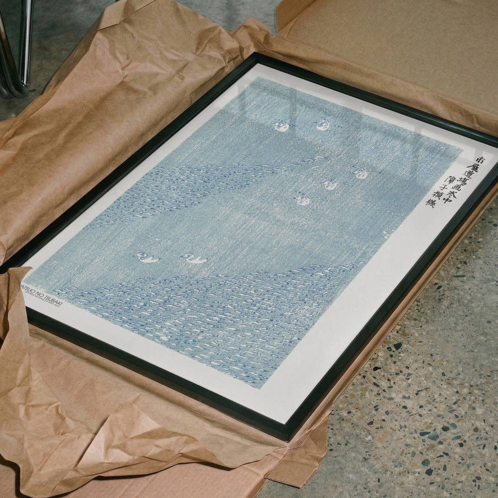 Kunstdruck: Blaue Textilvögel (70 x 100cm)