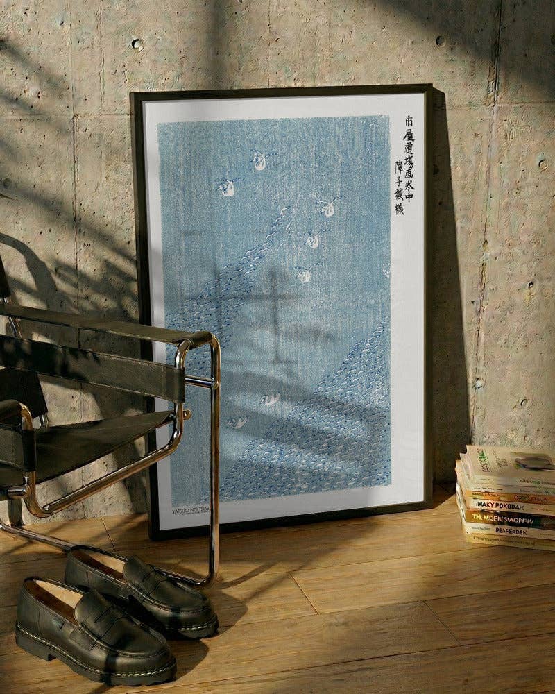 Kunstdruck: Blaue Textilvögel (70 x 100cm)
